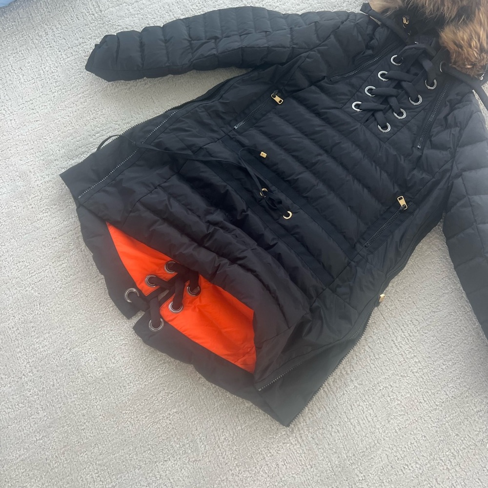 Black Quilted Jacket with Fur Trim - Picture 2 of 9